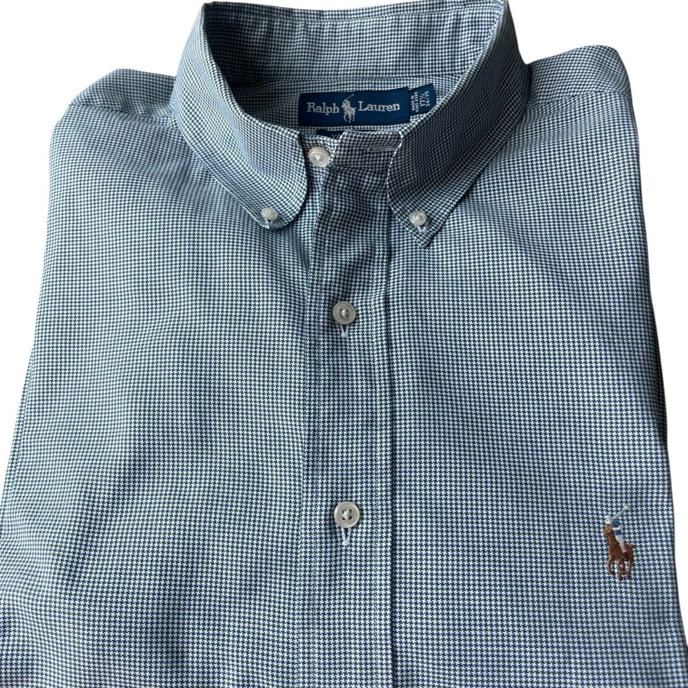 Ralph Lauren Yarmouth Button Down Oxford Shirt Size 17.5 Houndstooth